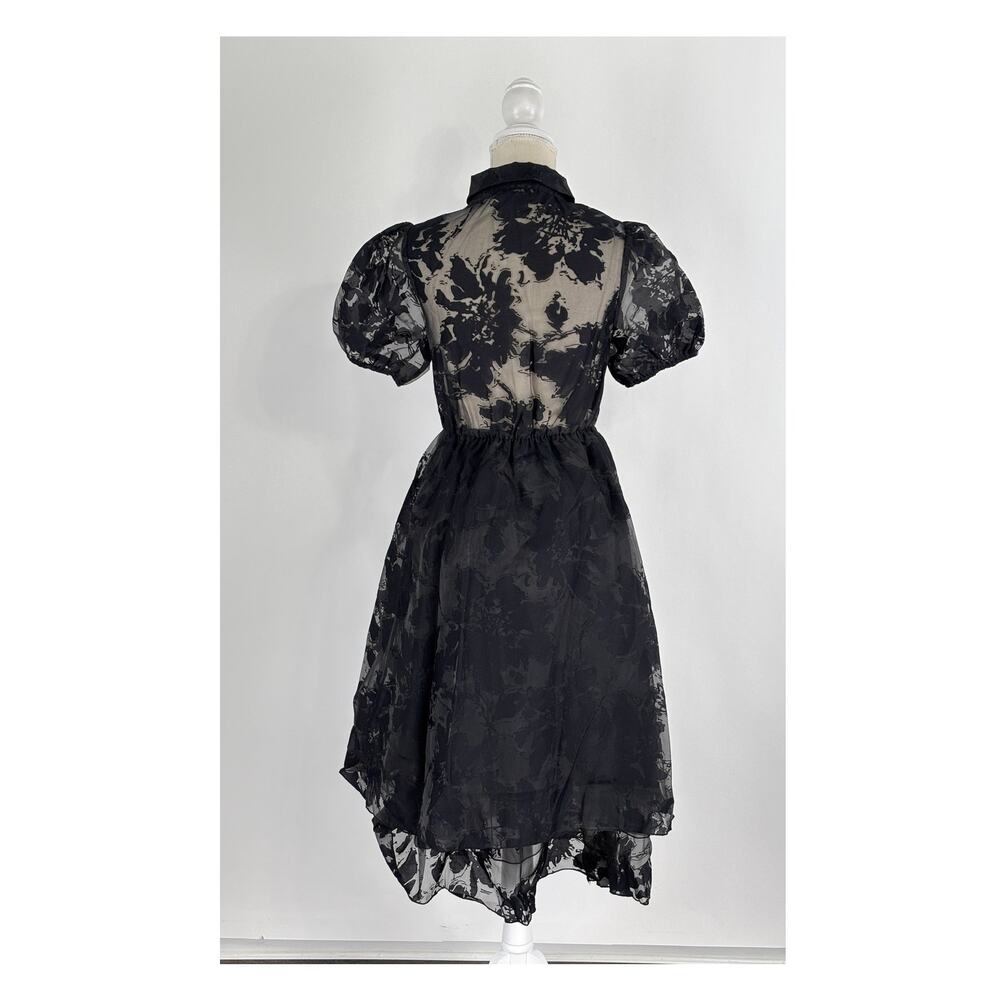 Disturbia Spectre Layered Midi Shirt Dress Black Floral Womens Size 4 New Sheer - Picture 9 of 11